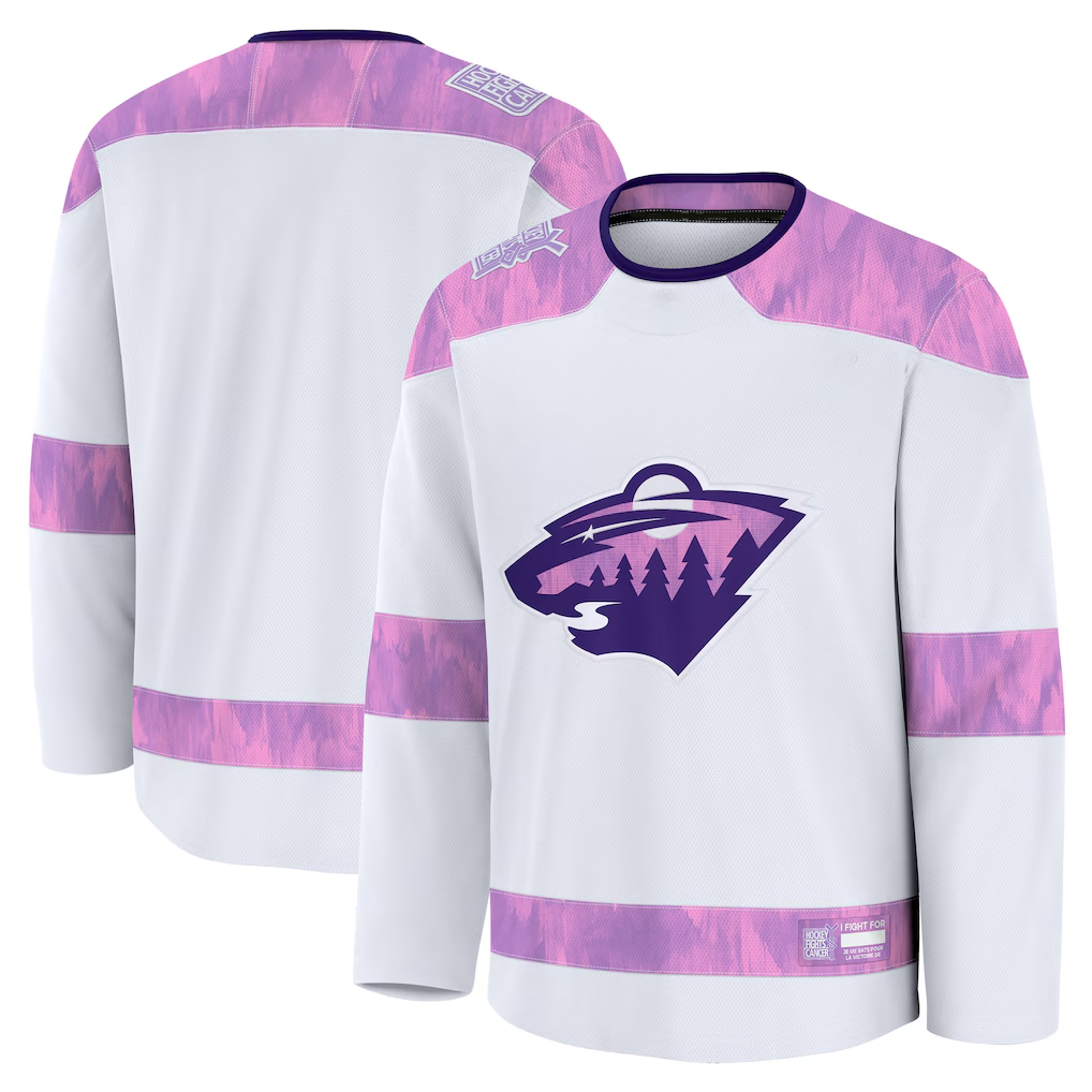 Friene M.Wild White 2024 Hockey Fights Cancer Practice Jerseys