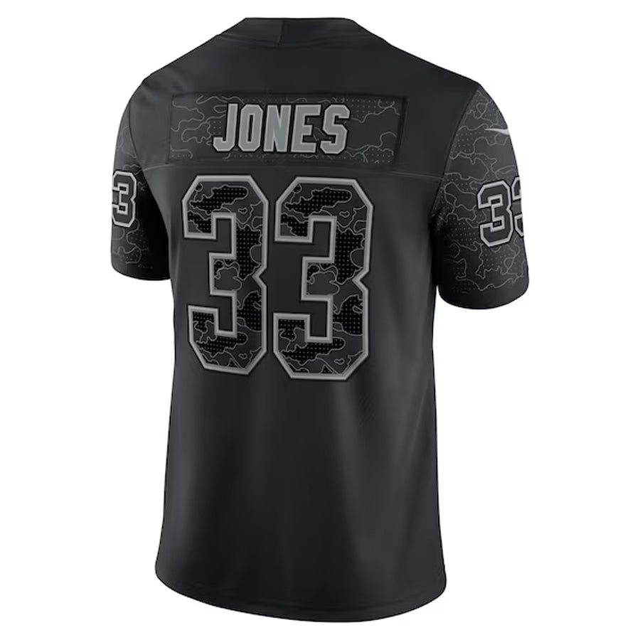 Friene MN.Vikings #33 Aaron Jones Player Black REFLECTIVE Limited Stitched Jerseys