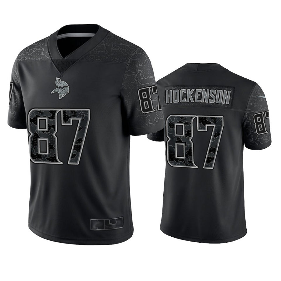 Friene MN.Vikings #87 T.J. Hockenson Player Black REFLECTIVE Limited Stitched Jerseys
