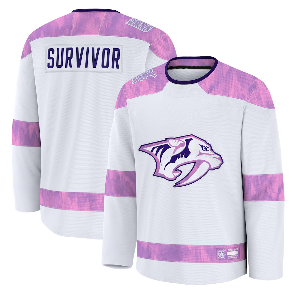 Friene N.Predators White Hockey Fights Cancer Survivor Practice Jerseys