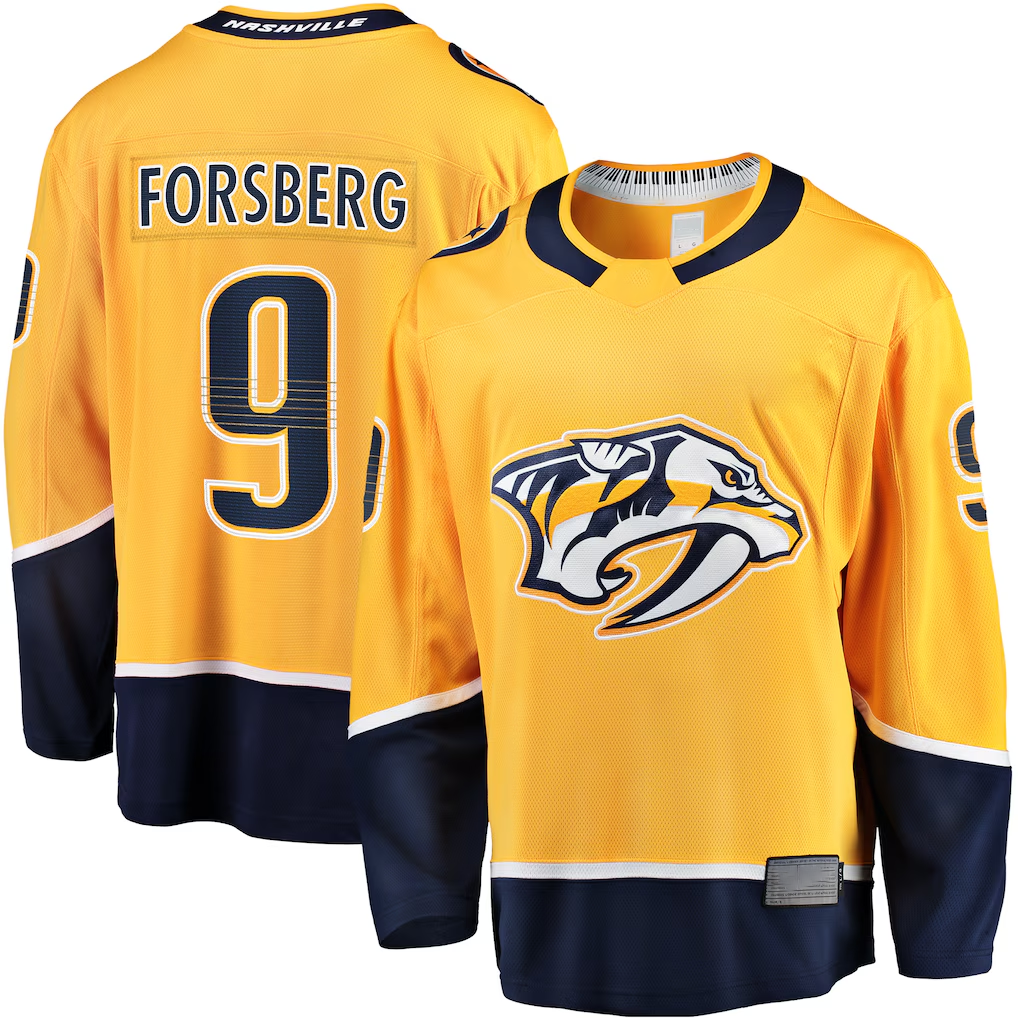 Friene N.Predators #9 Filip Forsberg Gold Home Breakaway Jerseys