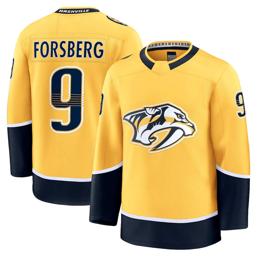 Friene N.Predators #9 Filip Forsberg Gold Home Breakaway Jerseys