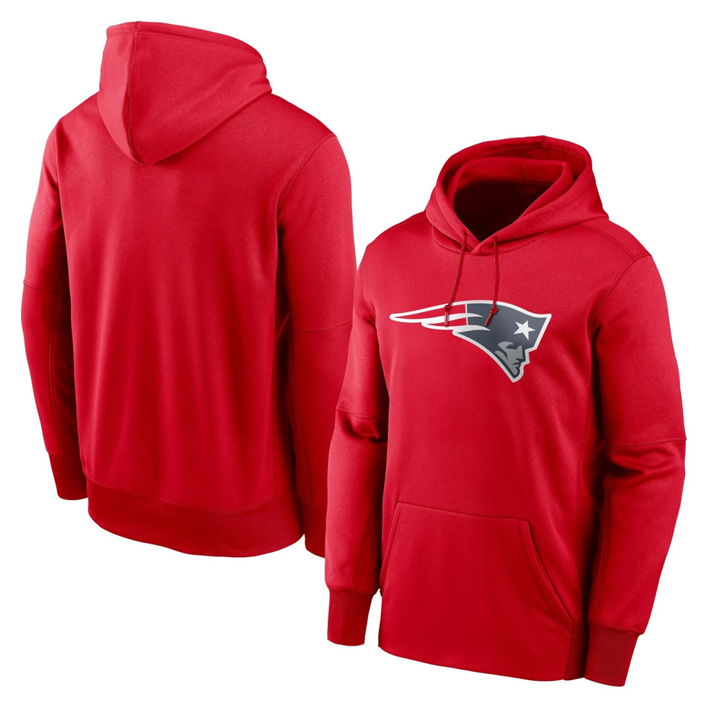 Friene NE.Patriots Red LOGO Pullover Hoodies Home Game Blank Player Stitched Jerseys