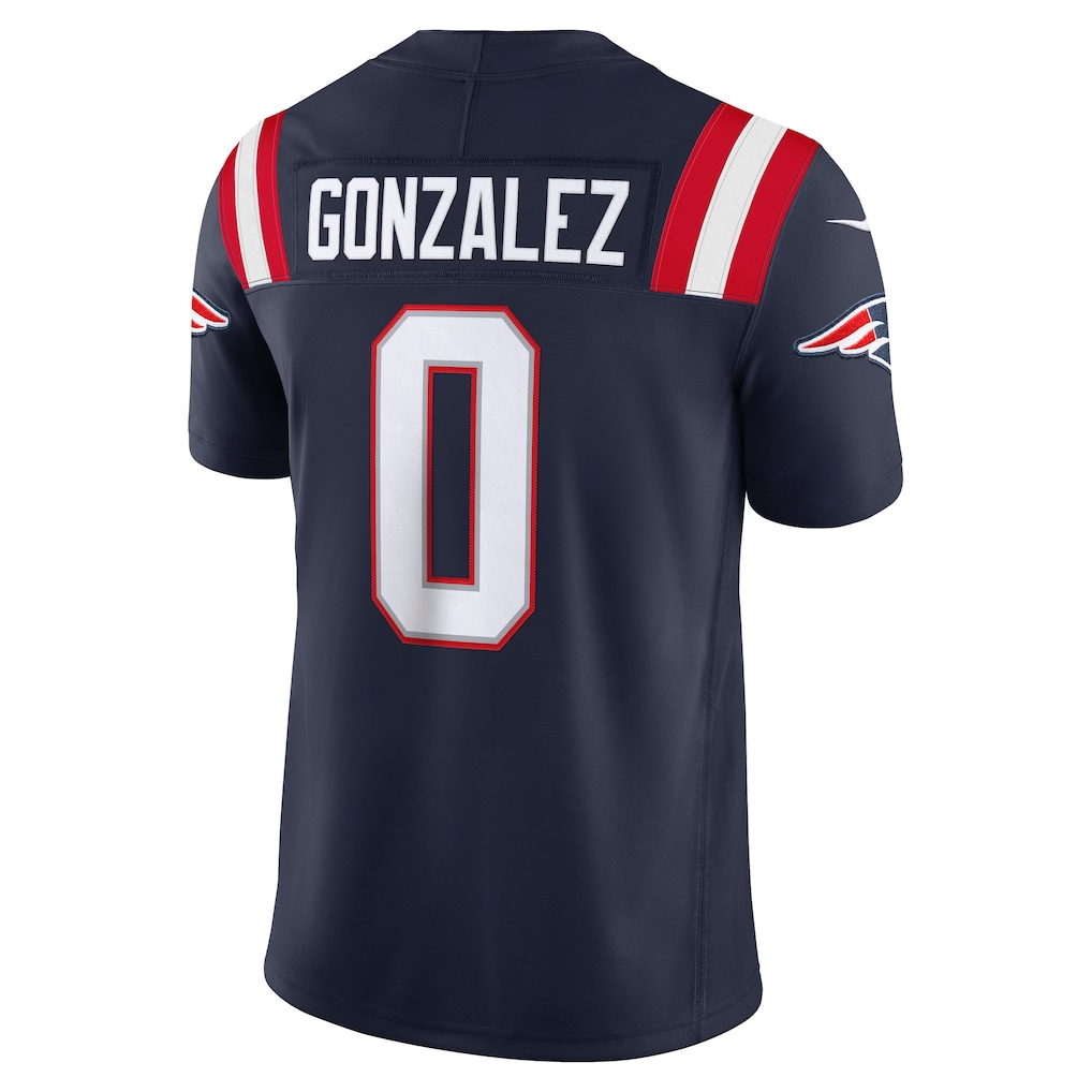 Friene NE.Patriots #0 Christian Gonzalez Navy Team Vapor F.U.S.E. Stitched Limited Jerseys