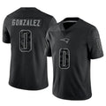 Friene NE.Patriots #0 Christian Gonzalez Player Black Reflective Limited Stitched Jerseys