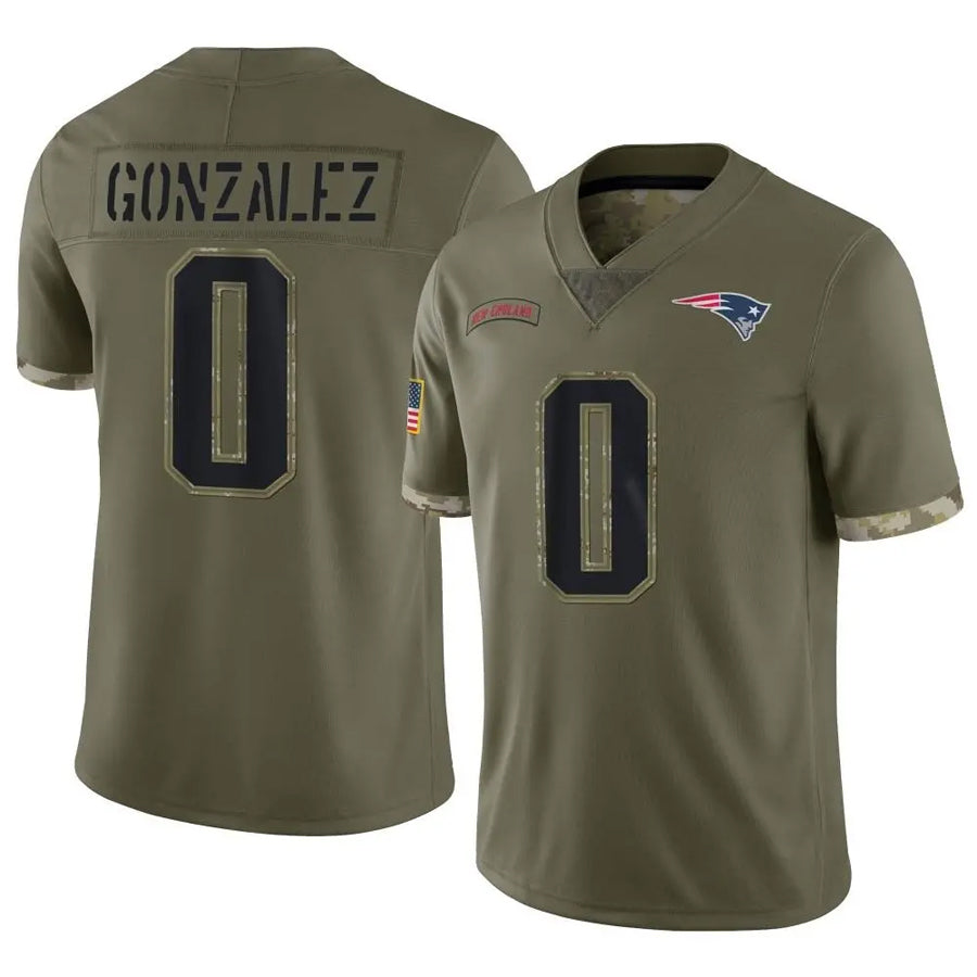 Friene NE.Patriots #0 Christian Gonzalez Player Olive Salute To Service Limited Stitched Jerseys