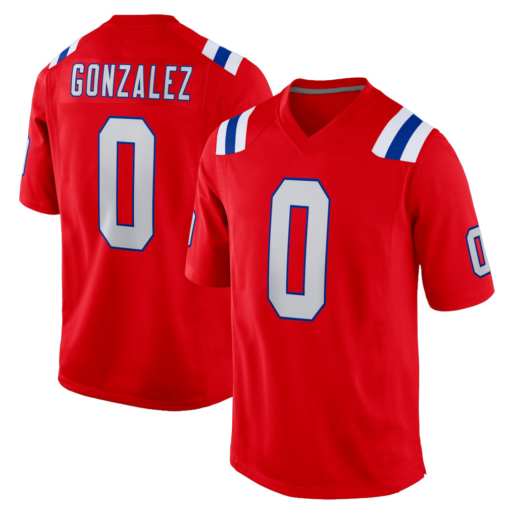 Friene NE.Patriots #0 Christian Gonzalez Player Red Home Game Stitched Jerseys