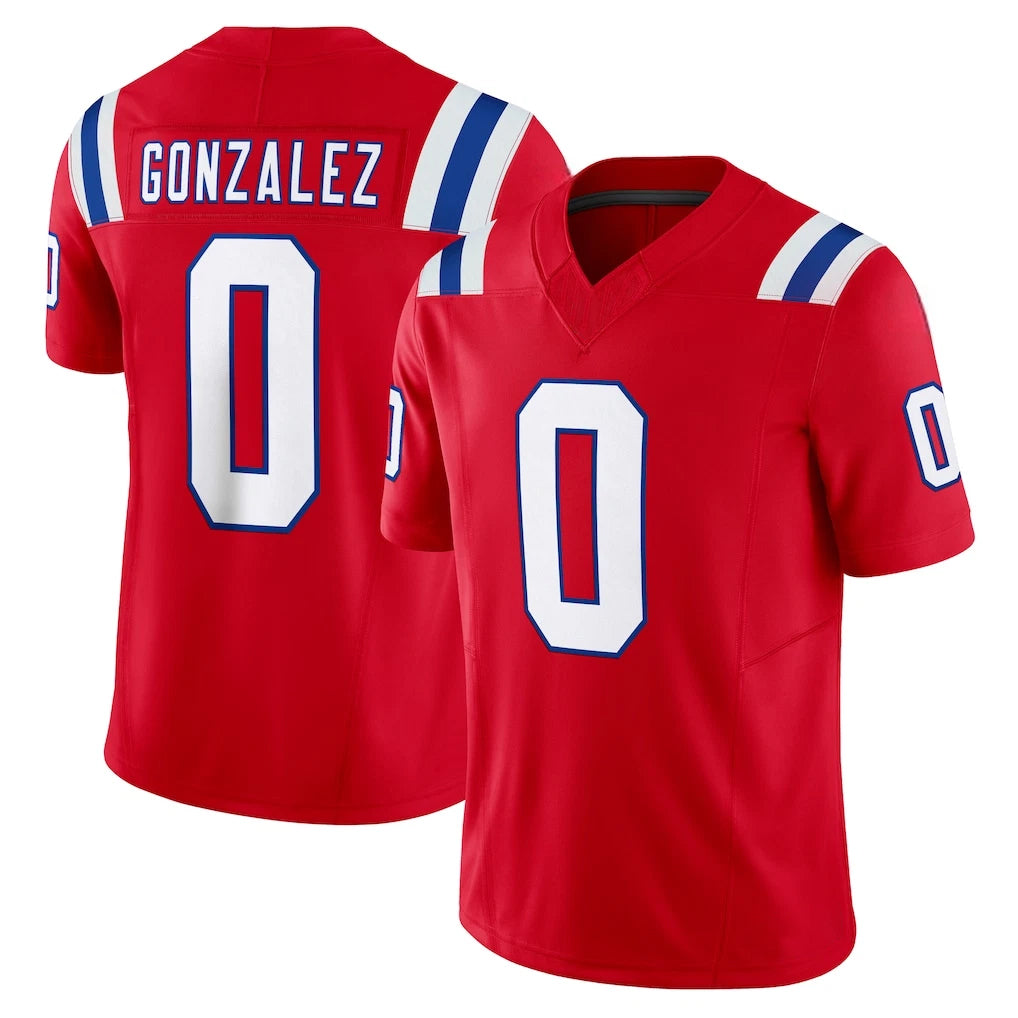 Friene NE.Patriots #0 Christian Gonzalez Player Red Limited Vapor F.U.S.E. Home Game Stitched Jerseys