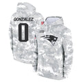 Friene NE.Patriots #0 Christian Gonzalez Player Salute to Service Hoodies Stitched Jerseys