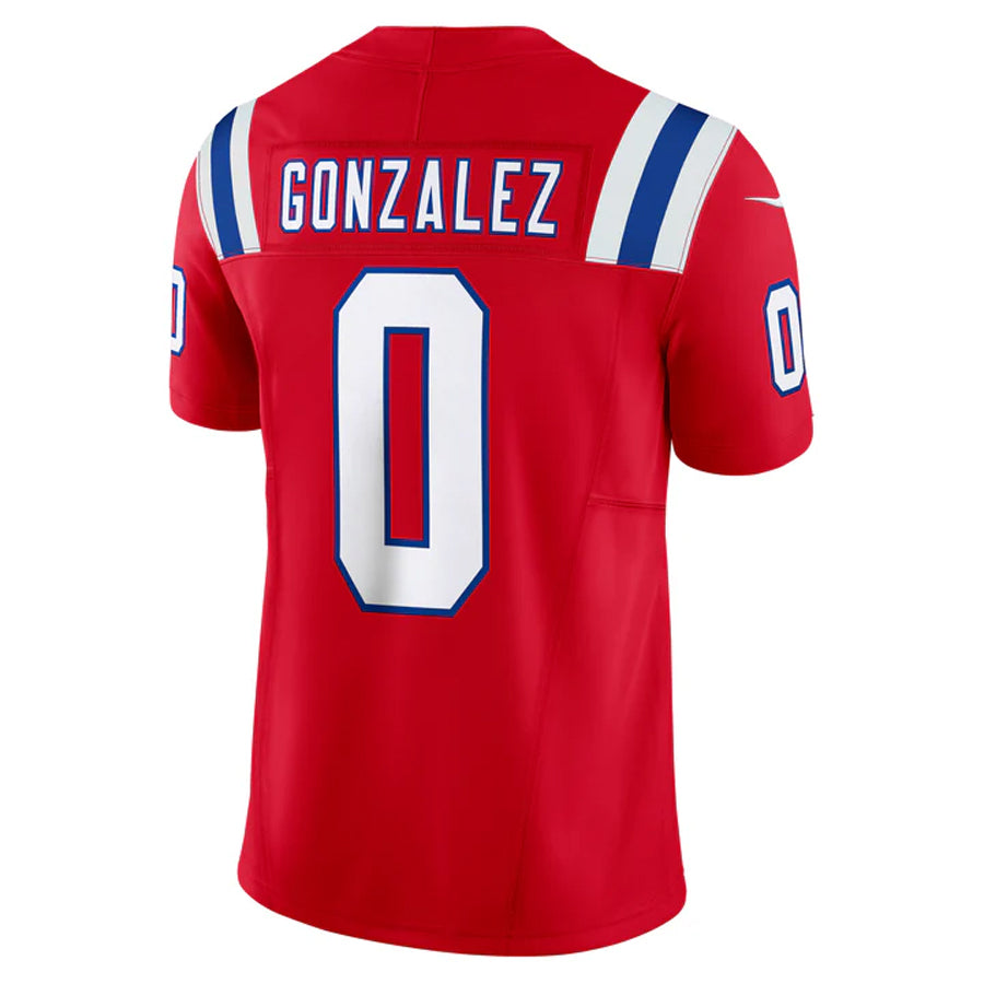 Friene NE.Patriots #0 Christian Gonzalez Player Vapor F.U.S.E. Limited Red Game Stitched Jerseys