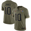 Friene NE.Patriots #10 Drake Maye Player Salute To Service Olive Stitched Jerseys