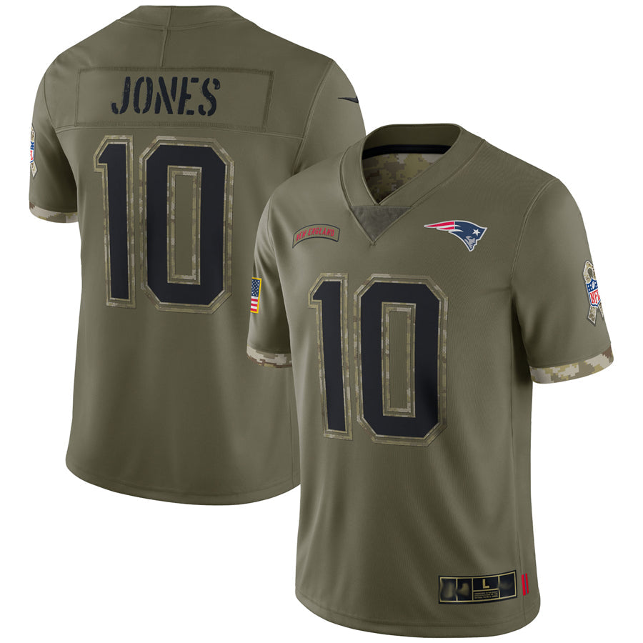 Friene NE.Patriots #10 Drake Maye Player Salute To Service Olive Stitched Jerseys