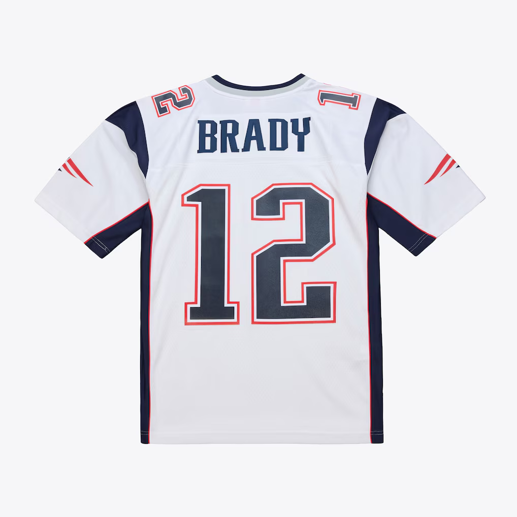 Friene NE.Patriots #12 Tom Brady Mitchell & Ness White 2000 Legacy Replica Puhic Game Stitched Jerseys