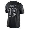 Friene NE.Patriots #12 Tom Brady Player Black Reflective Limited Stitched Jerseys