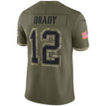 Friene NE.Patriots #12 Tom Brady Player Olive Salute To Service Limited Stitched Jerseys