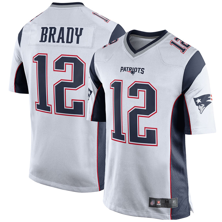 Friene NE.Patriots #12 Tom Brady Player White Home Game Stitched Jerseys