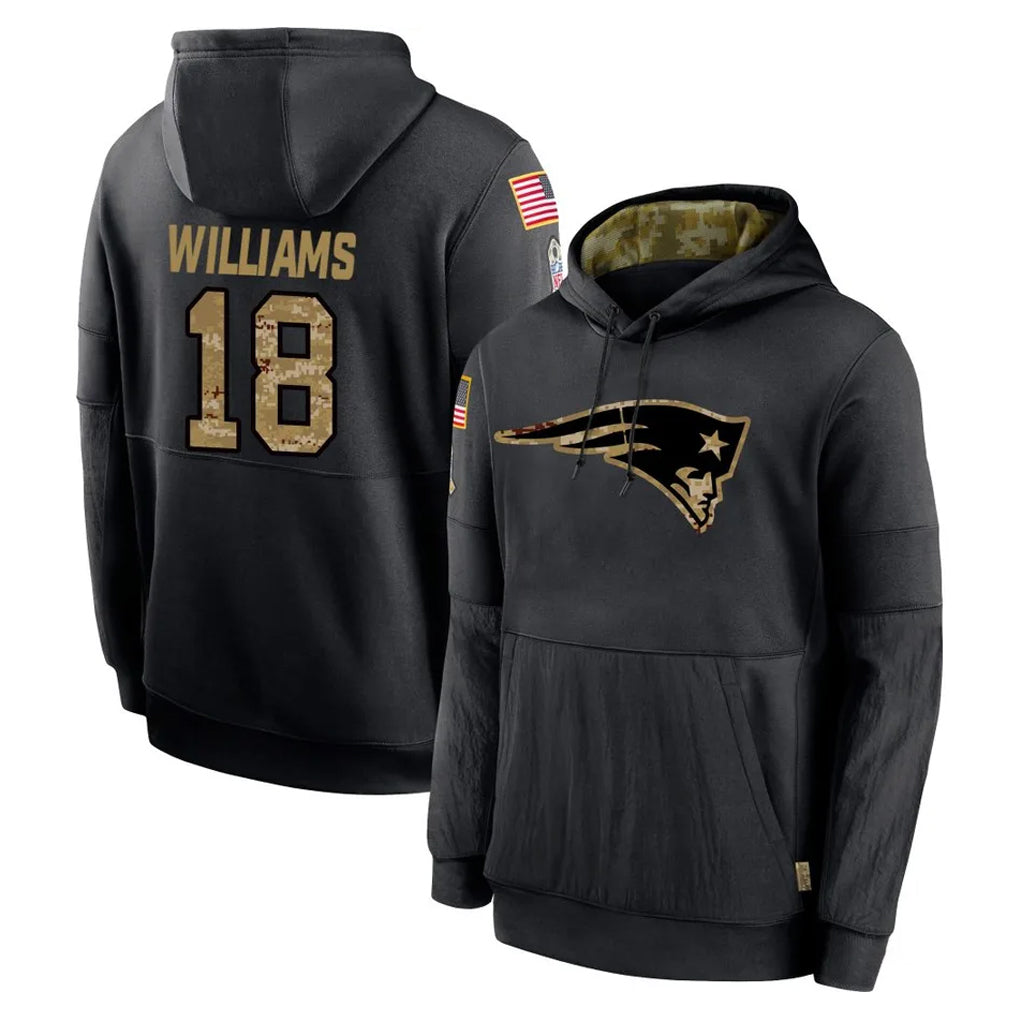 Friene NE.Patriots #18 Kyle Williams Player Black Salute to Service Hoodies Limited Game Stitched Jerseys