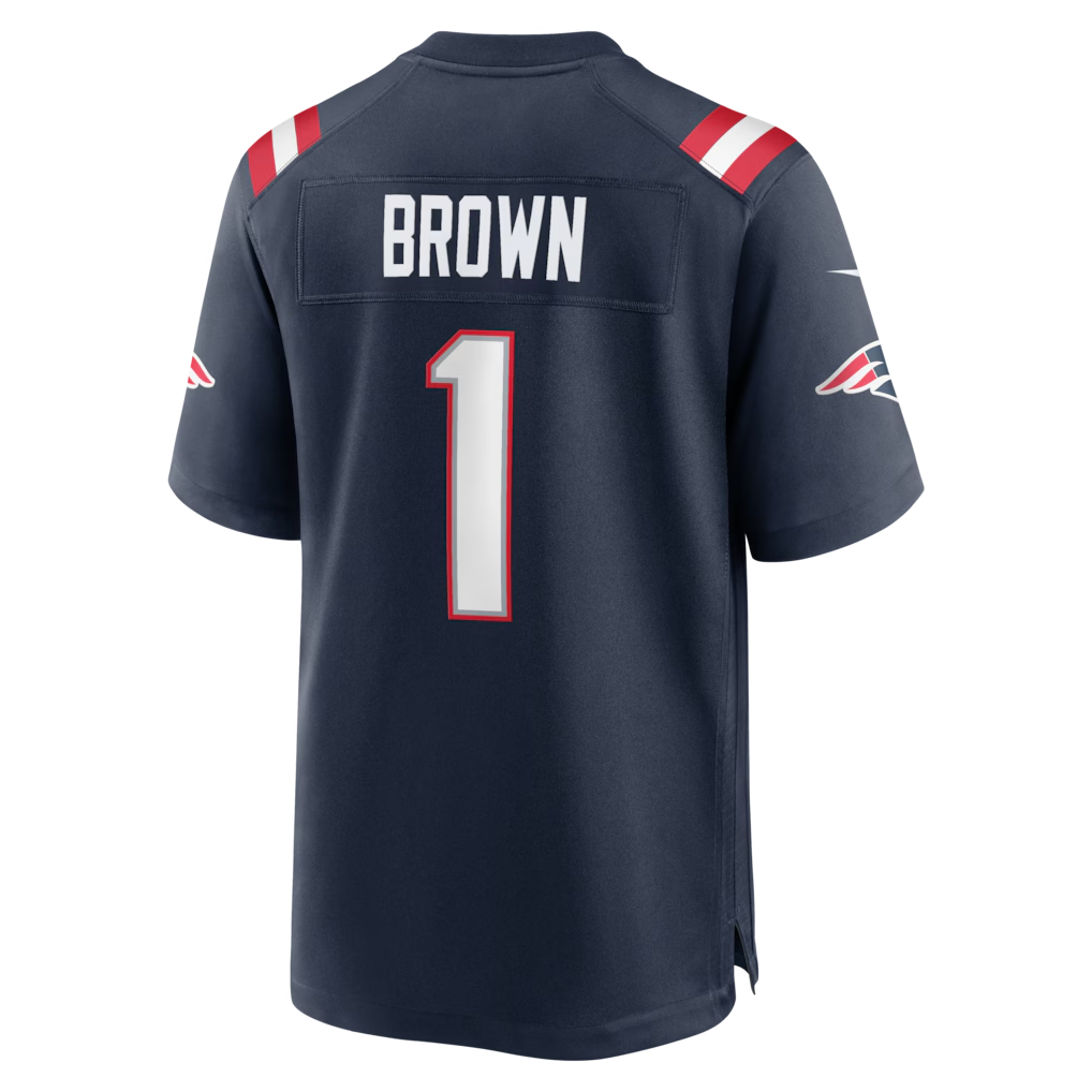 Friene NE.Patriots #1 A.J. Brown Navy Team Game Stitched Jerseys