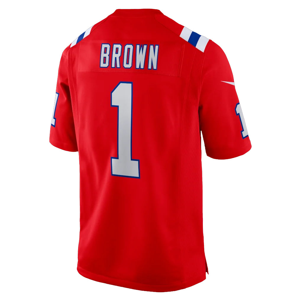 Friene NE.Patriots #1 A.J. Brown Player Red Home Game Stitched Jerseys