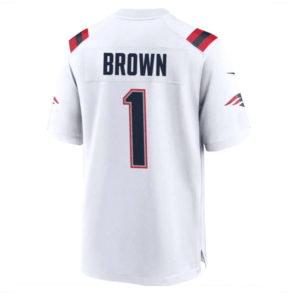 Friene NE.Patriots #1 A.J. Brown Player White Home Game Stitched Jerseys