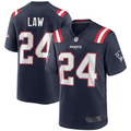 Friene NE.Patriots #24  Ty Law Navy Game Retired Player Stitched Jerseys