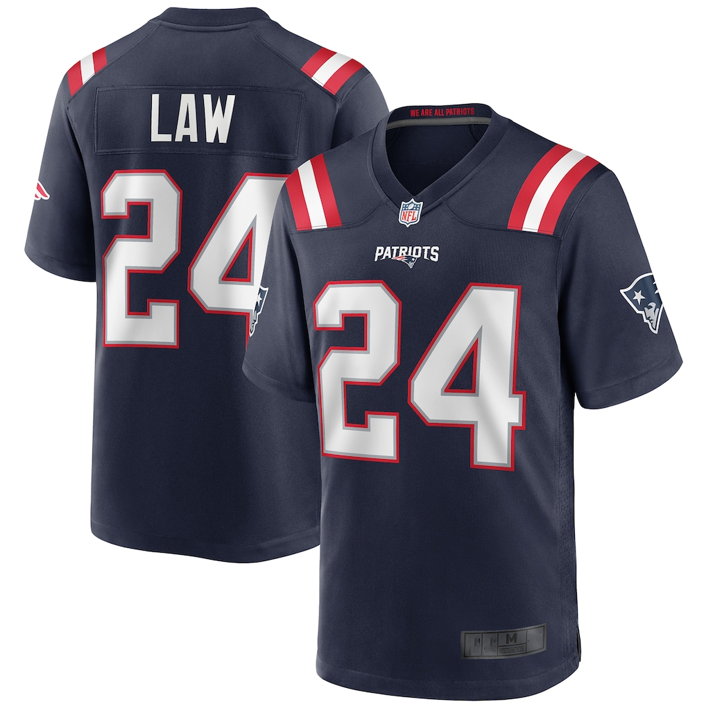 Friene NE.Patriots #24  Ty Law Navy Game Retired Player Stitched Jerseys