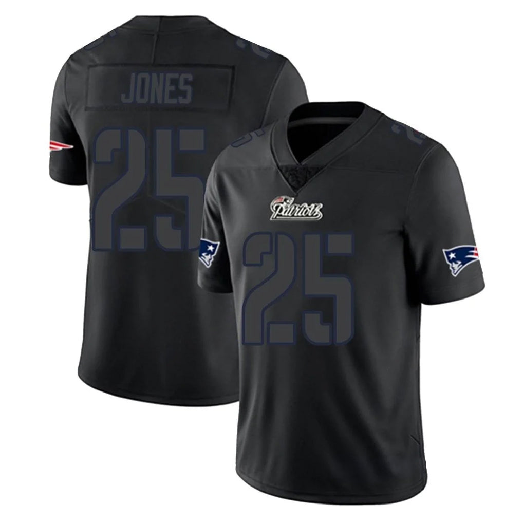 Friene NE.Patriots #25 Marcus Jones Player Black Impact LImited Home Game Stitched Jerseys