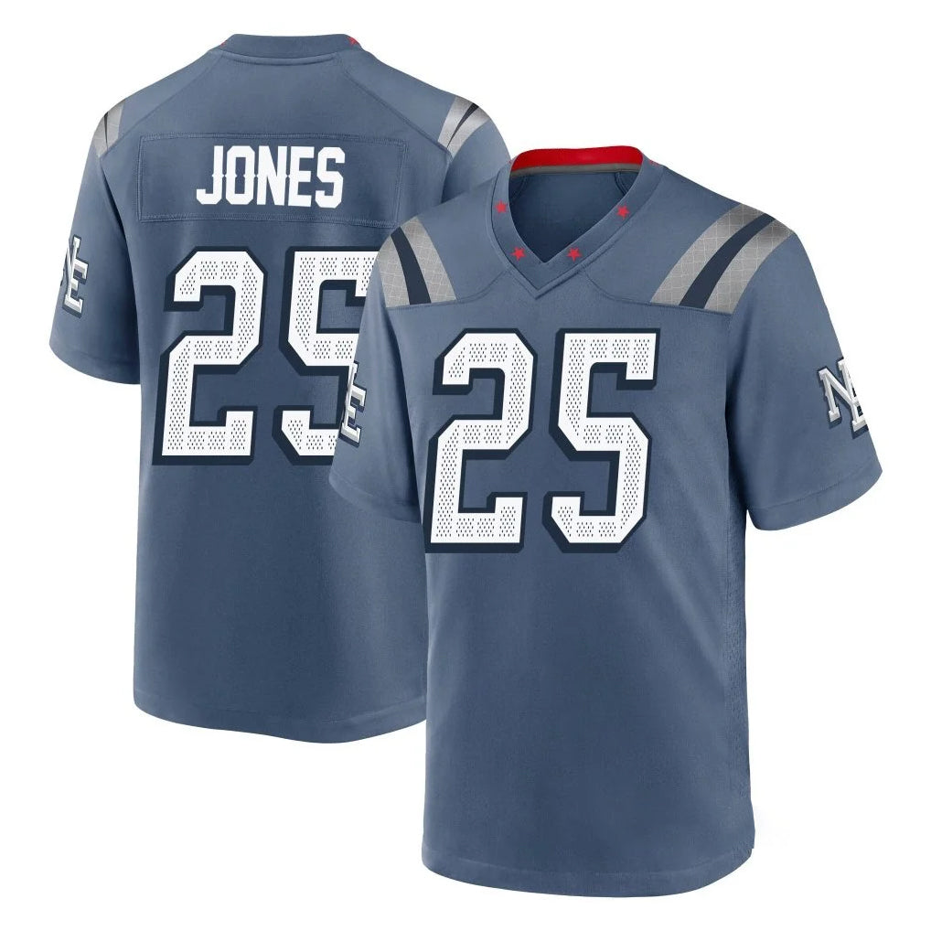 Friene NE.Patriots #25 Marcus Jones Player Blue Rivalries Collection Home Game Stitched Jerseys