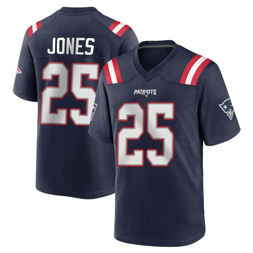 Friene NE.Patriots #25 Marcus Jones Player Navy Home Game Stitched Jerseys