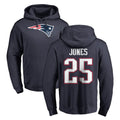 Friene NE.Patriots #25 Marcus Jones Player Navy LOGO Pullover Hoodies Home Game Stitched Jerseys