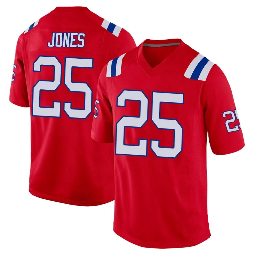 Friene NE.Patriots #25 Marcus Jones Player Red Home Game Stitched Jerseys