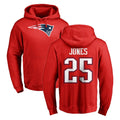 Friene NE.Patriots #25 Marcus Jones Player Red LOGO Pullover Hoodies Home Game Stitched Jerseys