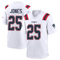 Friene NE.Patriots #25 Marcus Jones Player White Home Game Stitched Jerseys