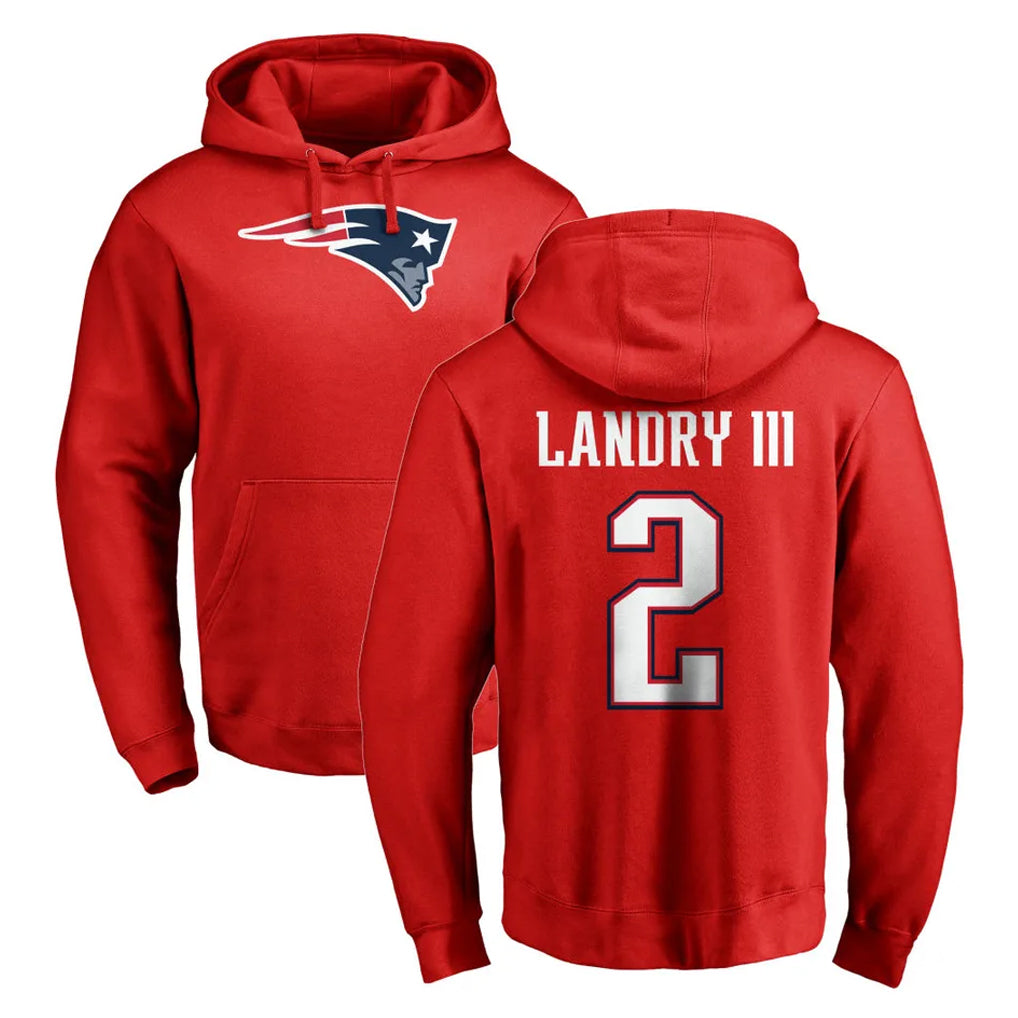 Friene NE.Patriots #2 Harold Landry III Player Red LOGO Pullover Hoodies Home Game Stitched Jerseys