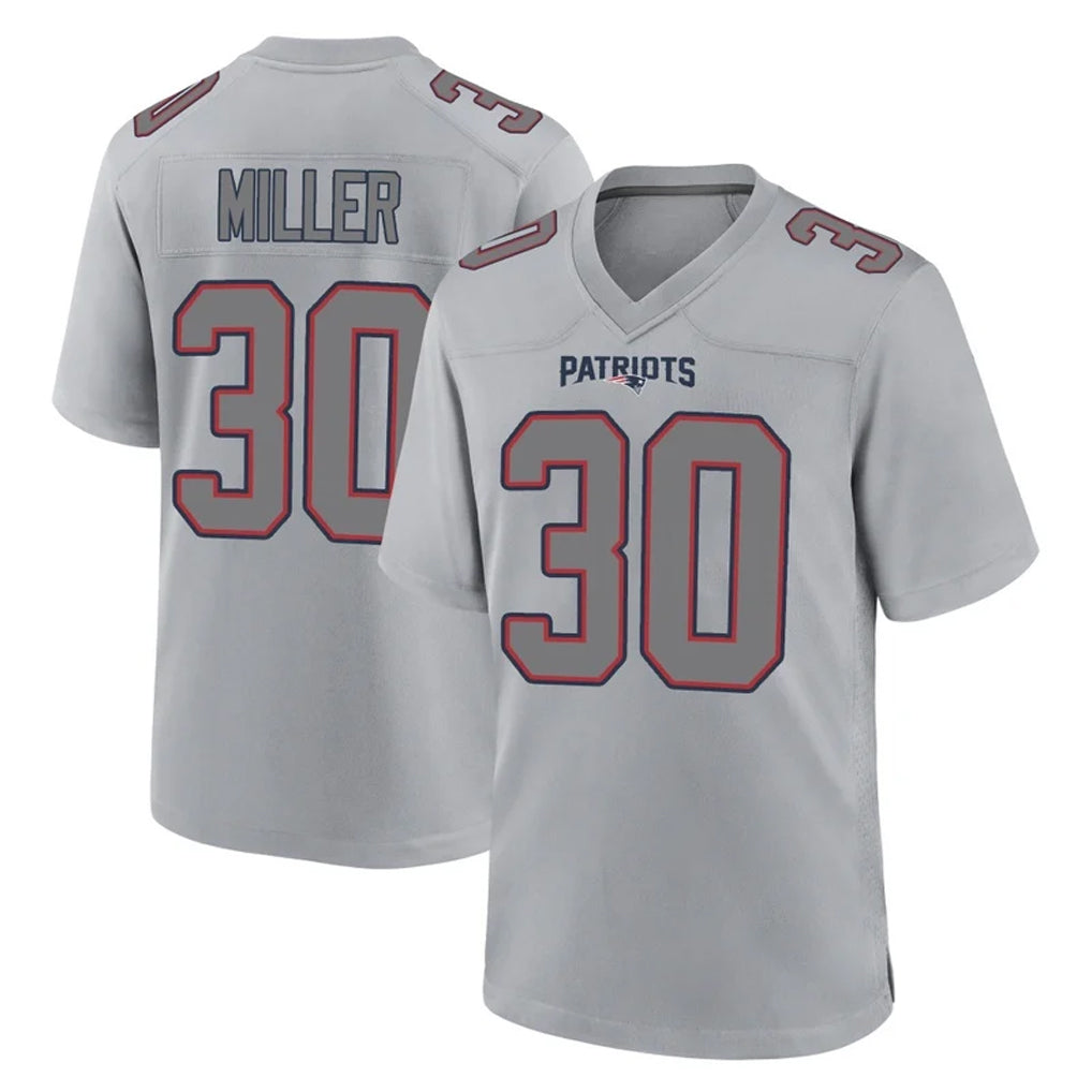 Friene NE.Patriots #30 Jam Miller Player Gray Fashion Limited Home Game Stitched Jerseys