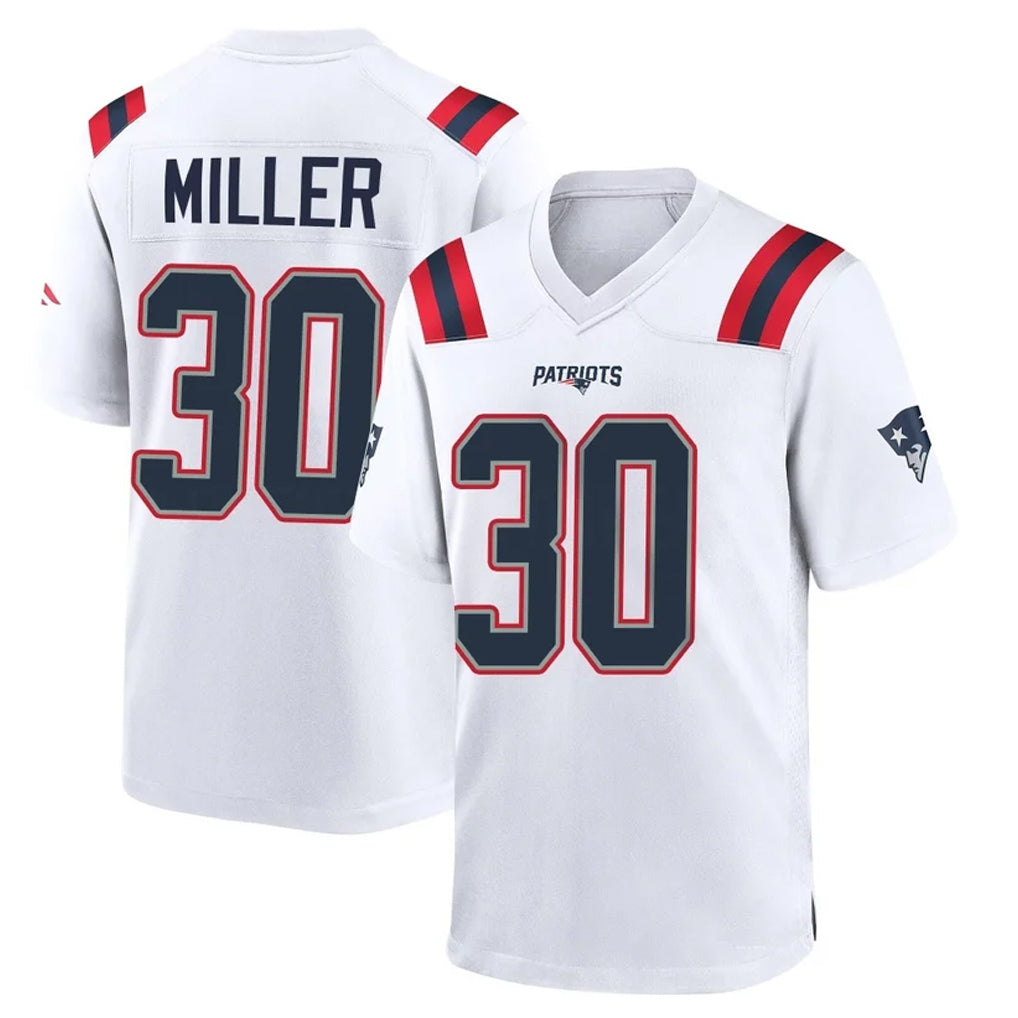 Friene NE.Patriots #30 Jam Miller Player White Home Game Stitched Jerseys