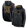 Friene NE.Patriots #32 TreVeyon Henderson Player Black Salute to Service Hoodies Limited Game Stitched Jerseys