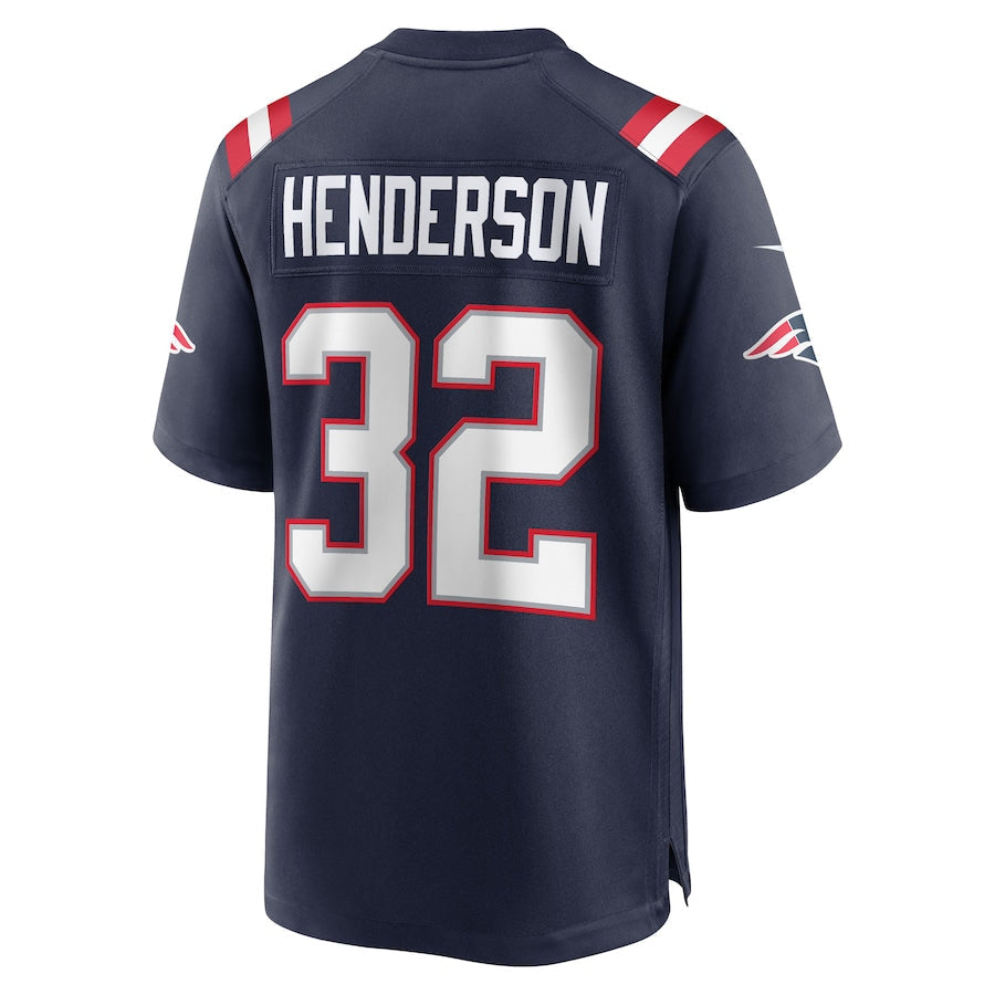 Friene NE.Patriots #32 TreVeyon Henderson Player Navy Home Game Stitched Jerseys