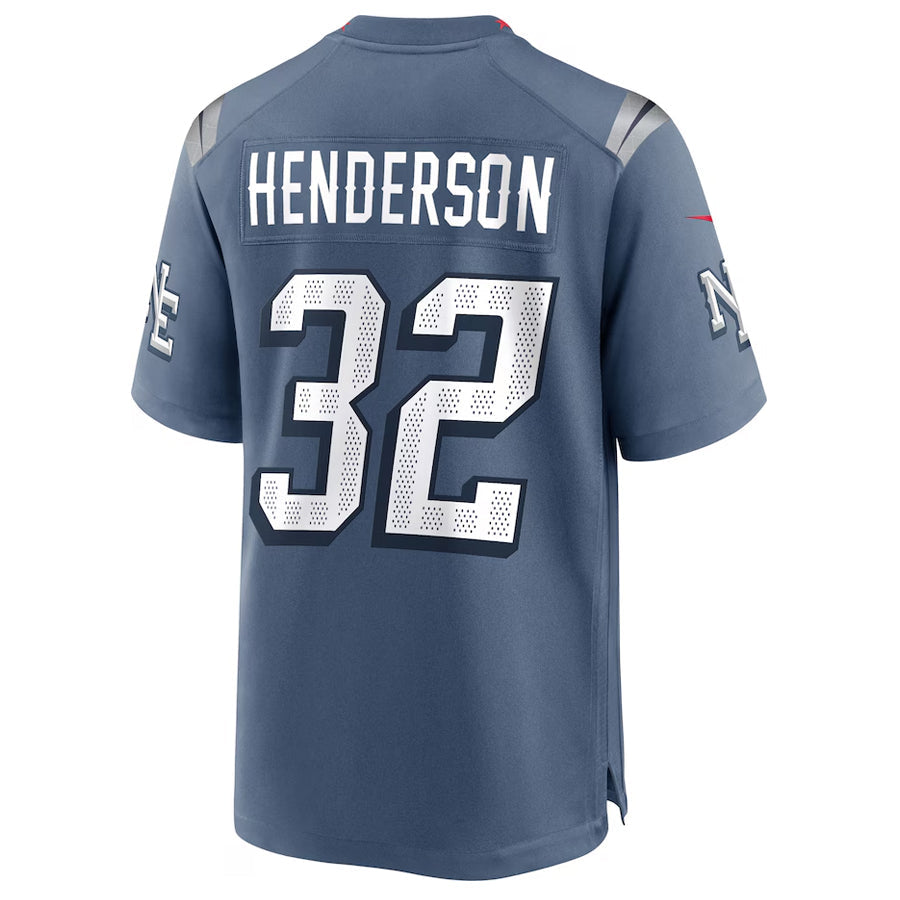Friene NE.Patriots #32 TreVeyon Henderson Player Storm Blue Rivalries Collection Game Stitched Jerseys