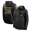 Friene NE.Patriots #38 Rhamondre Stevenson Player Black Salute to Service Hoodies Limited Game Stitched Jerseys