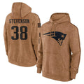 Friene NE.Patriots #38 Rhamondre Stevenson Player Brown Salute to Service Pullover Hoodies Limited Game Stitched Jerseys