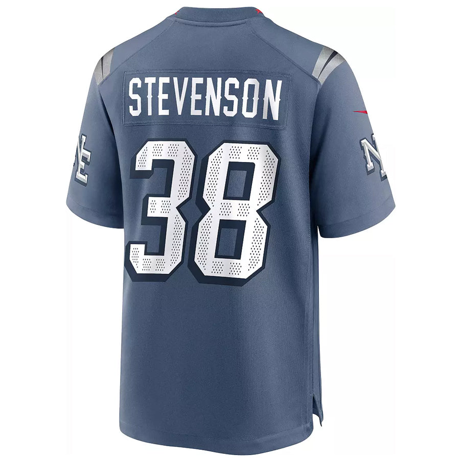Friene NE.Patriots #38 Rhamondre Stevenson Player Storm Blue Rivalries Collection Game Stitched Jerseys