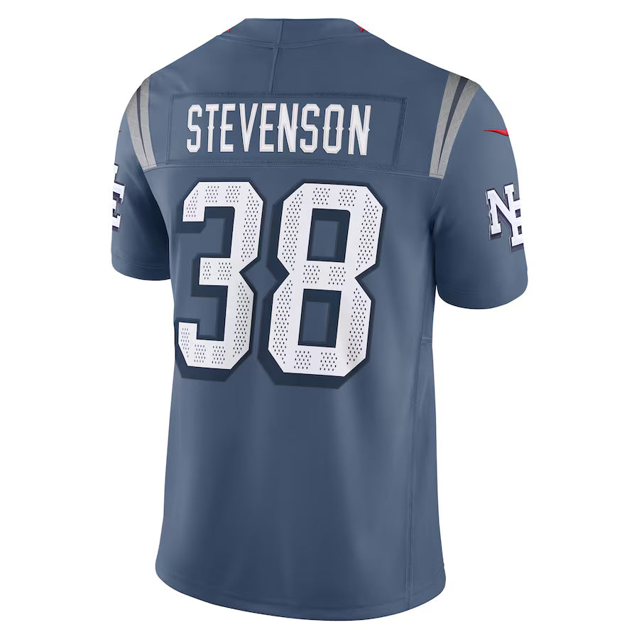 Friene NE.Patriots #38 Rhamondre Stevenson Player Storm Blue Rivalries Collection Limited Stitched Jerseys