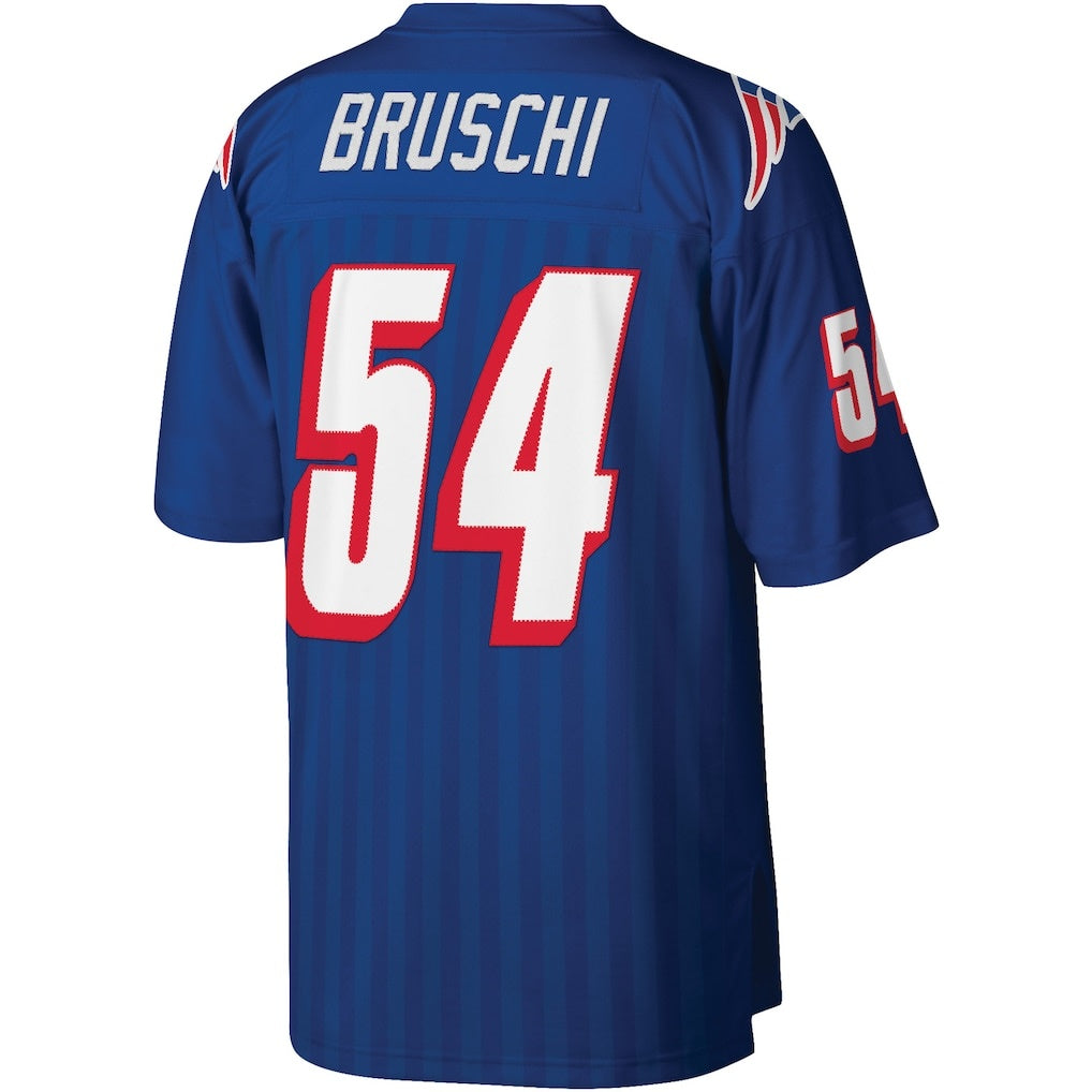Friene NE.Patriots #54 Tedy Bruschi Mitchell & Ness Royal Legacy Replica Stitched Jerseys