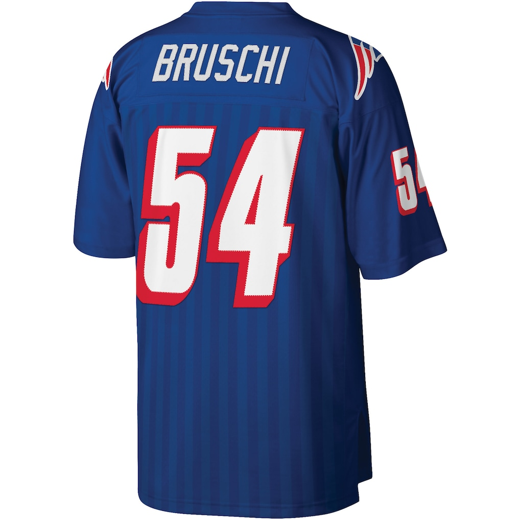 Friene NE.Patriots #54 Tedy Bruschi Mitchell & Ness Royal Legacy Replica Puhic Stitched Jerseys
