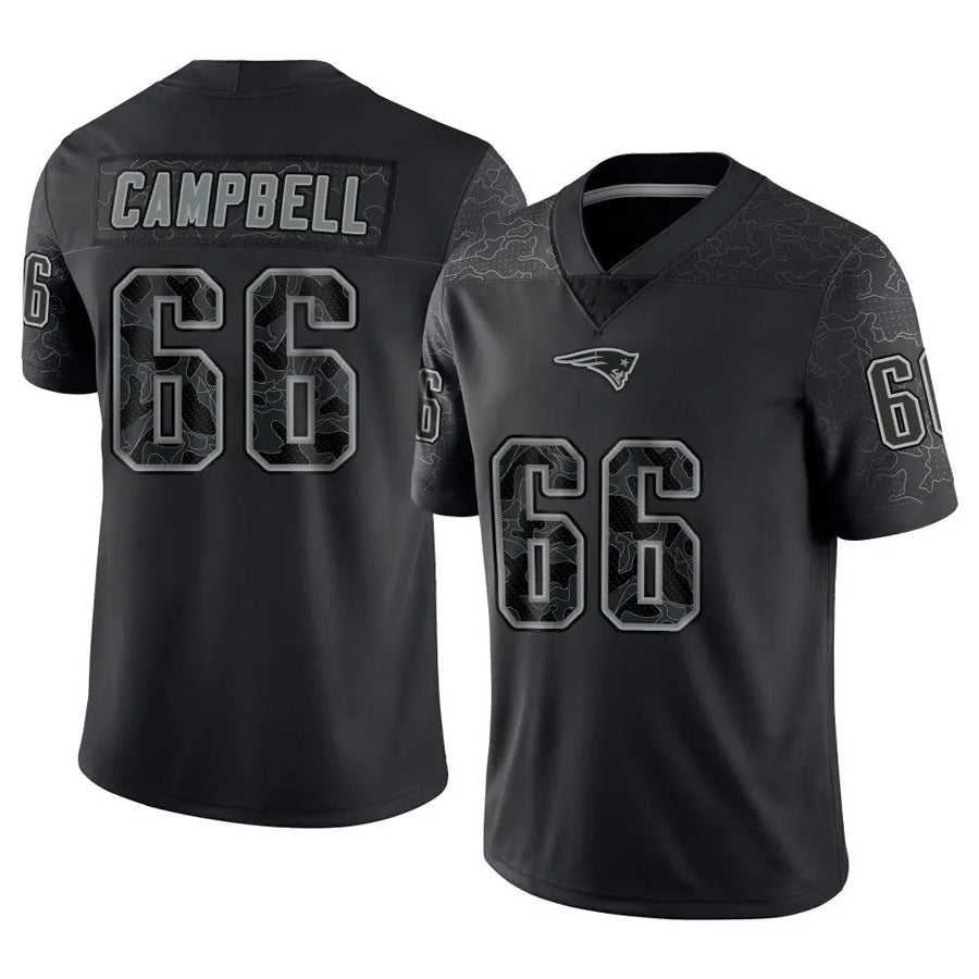 Friene NE.Patriots #66 Will Campbell Player Black Reflective Limited Stitched Jerseys