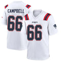 Friene NE.Patriots #66 Will Campbell Player White Home Game Stitched Jerseys