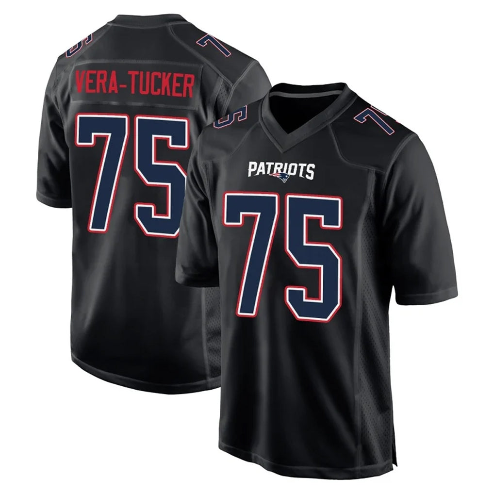 Friene NE.Patriots #75 Alijah Vera-Tucker Player Carbon Fashion Limited Home Game Stitched Jerseys