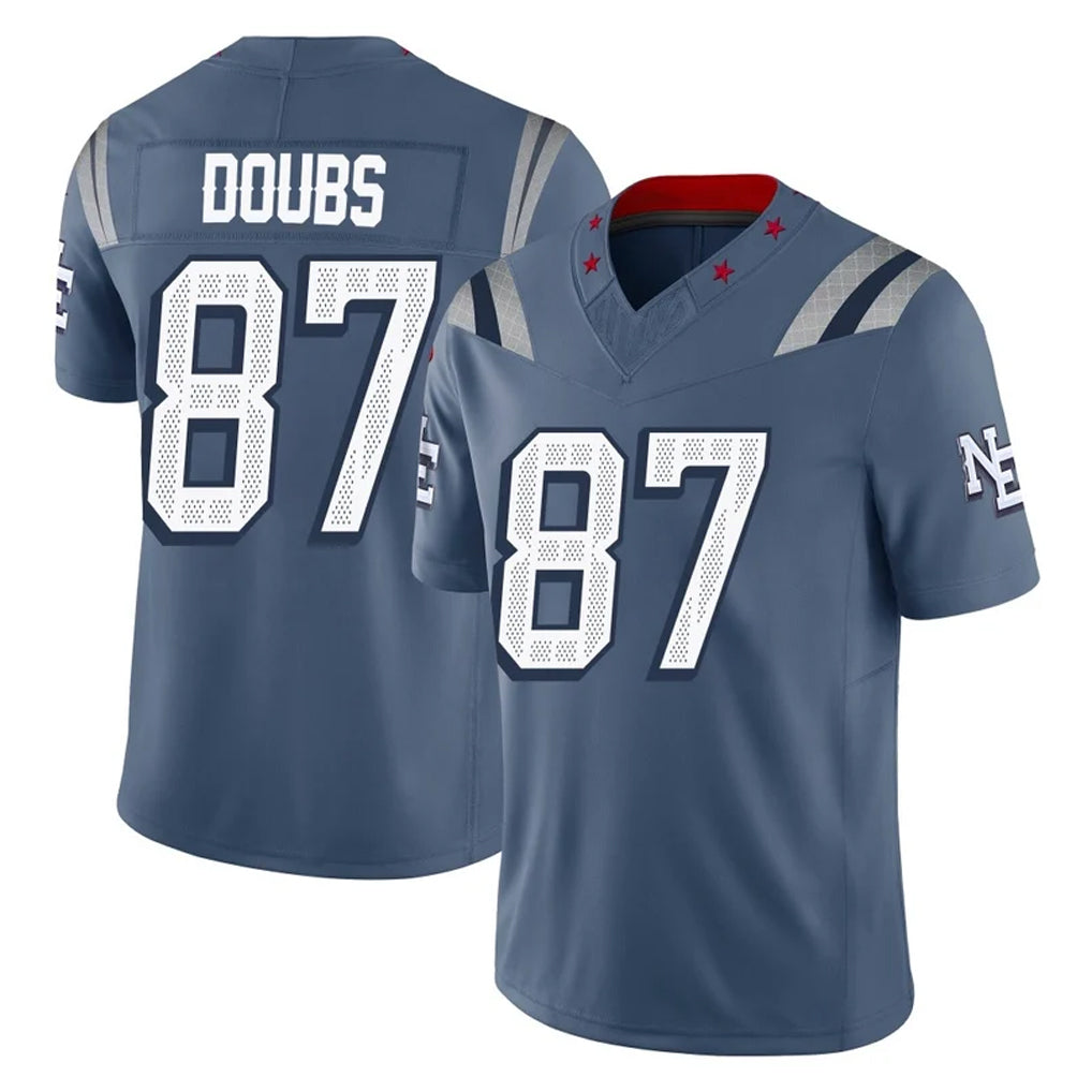 Friene NE.Patriots #87 Romeo Doubs Player Blue Limited Rivalries Collection Home Game Stitched Jerseys
