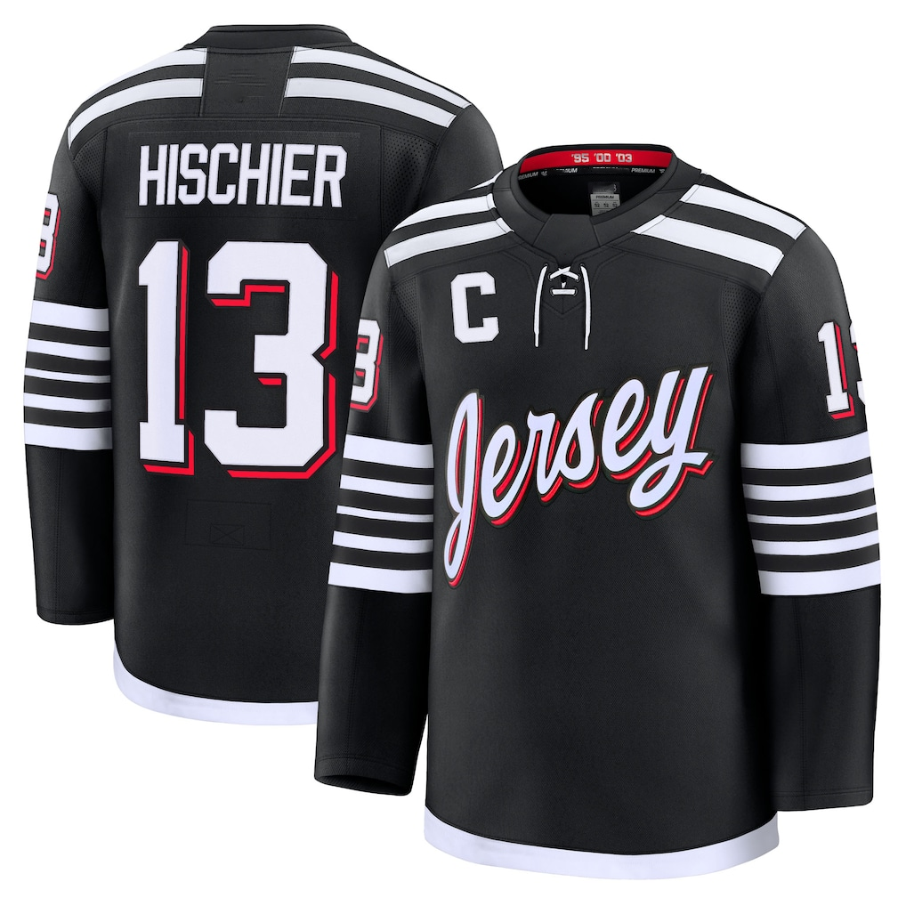 Friene NJ.Devils #13 Nico Hischier Black Alternate Premium Jerseys